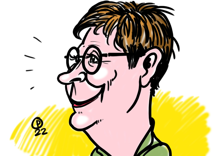 Digitale karikatuur van vrouw met bril