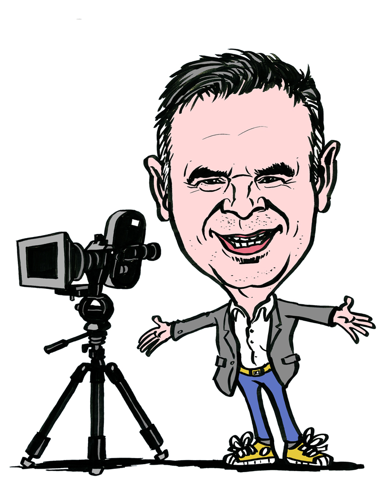 Karikatuur van foto van man met camera